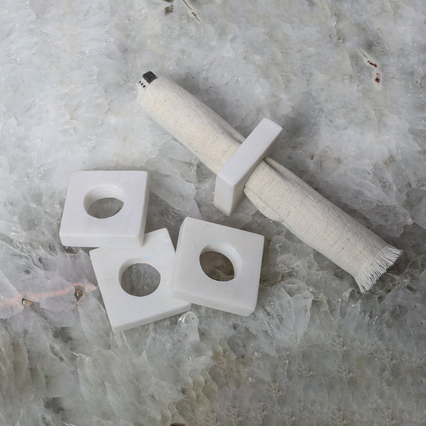 Marble Napkin Ring - Set of 4