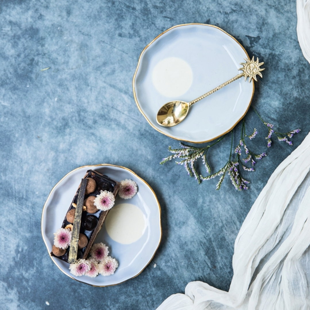 Powder Blue Ceramic Dessert Plates – Set of 2