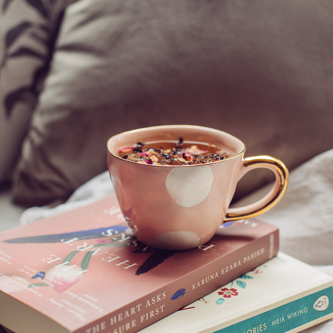 Blush Ceramic Cup with 22K Gold Handle
