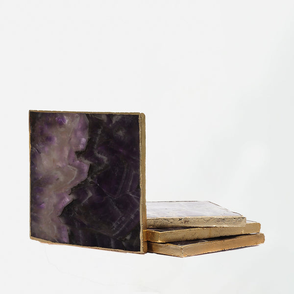 Semi Precious Coasters Set of 4 - Amethyst