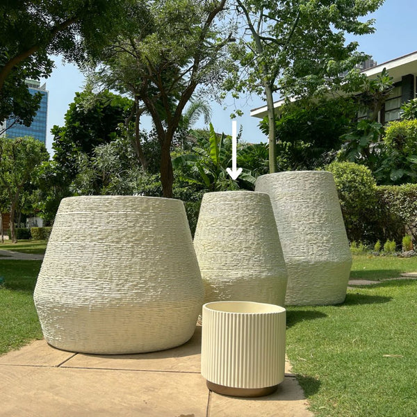 NEW IN - Textured Fibreglass Planter - 30" | Beige