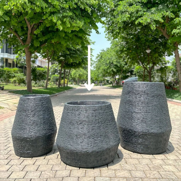 NEW IN - Textured Fibreglass Planter - 27" | Black