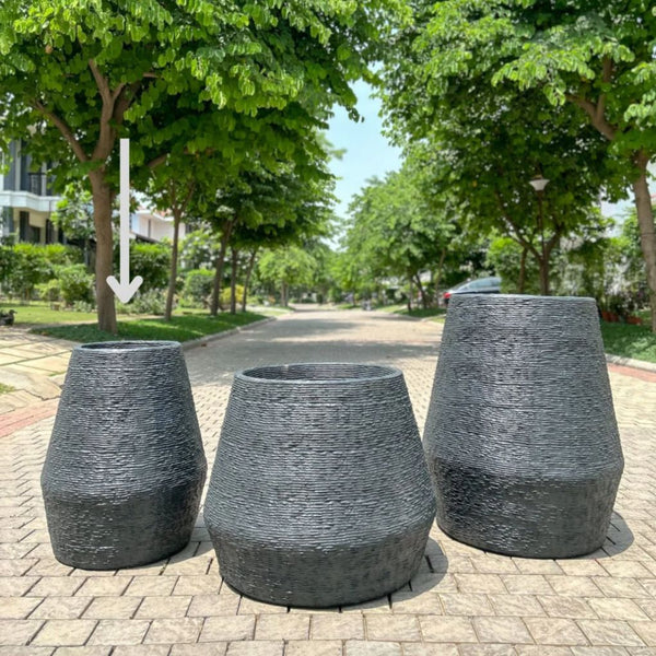 NEW IN - Textured Fibreglass Planter - 30" | Black