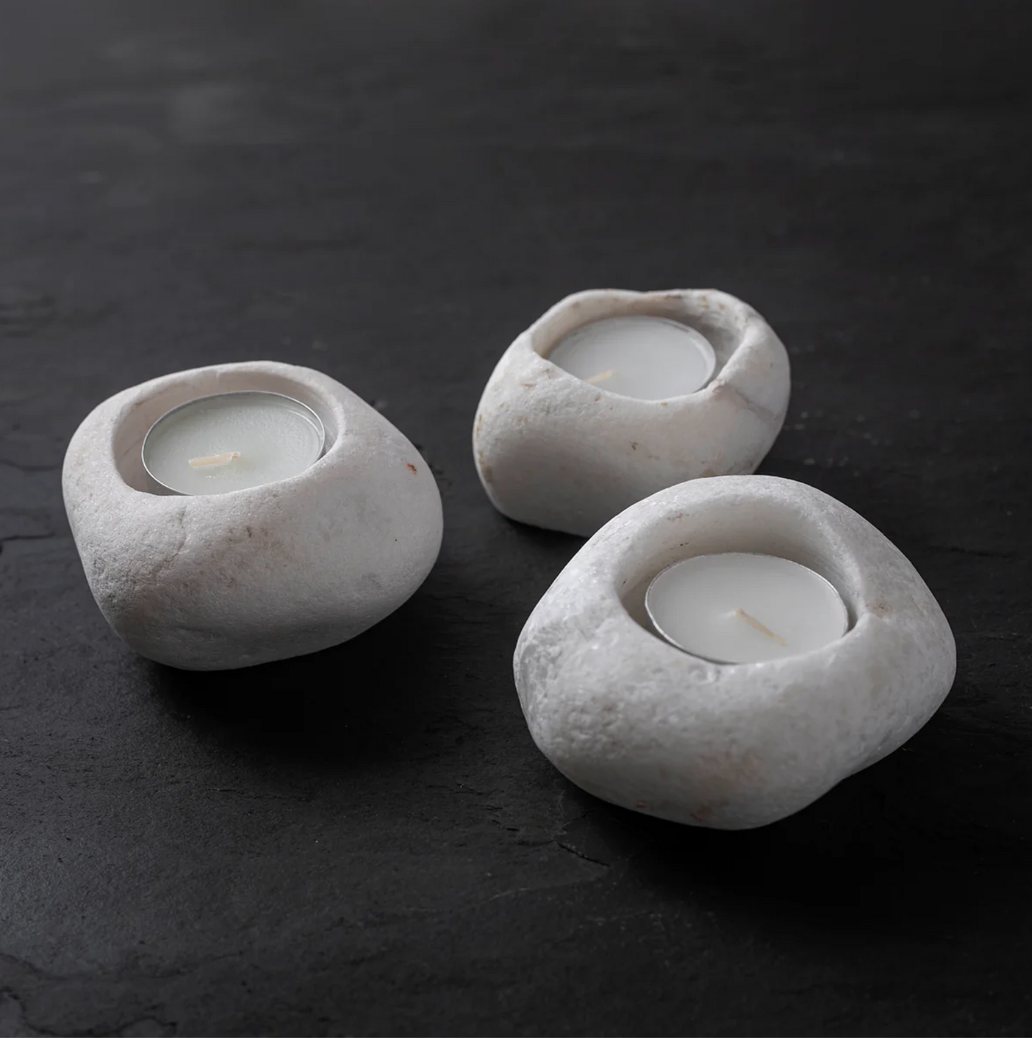 The Pebble Tea Light Holder | Organic River Stone Candle Stand