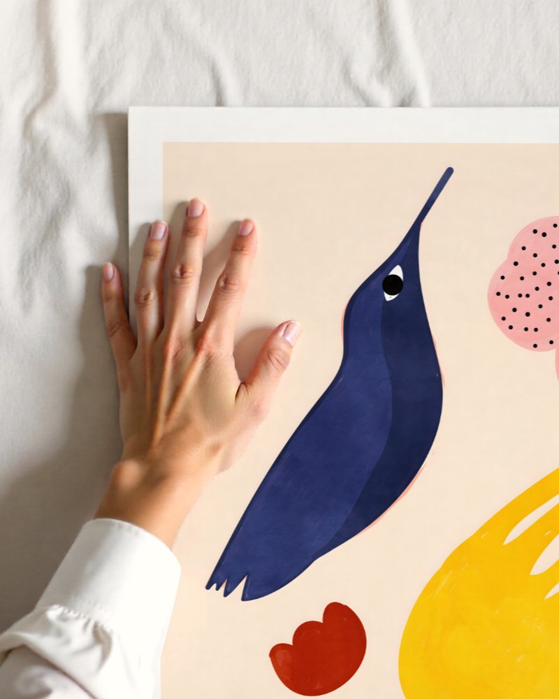 Summer Vibes folk art print close-up detail