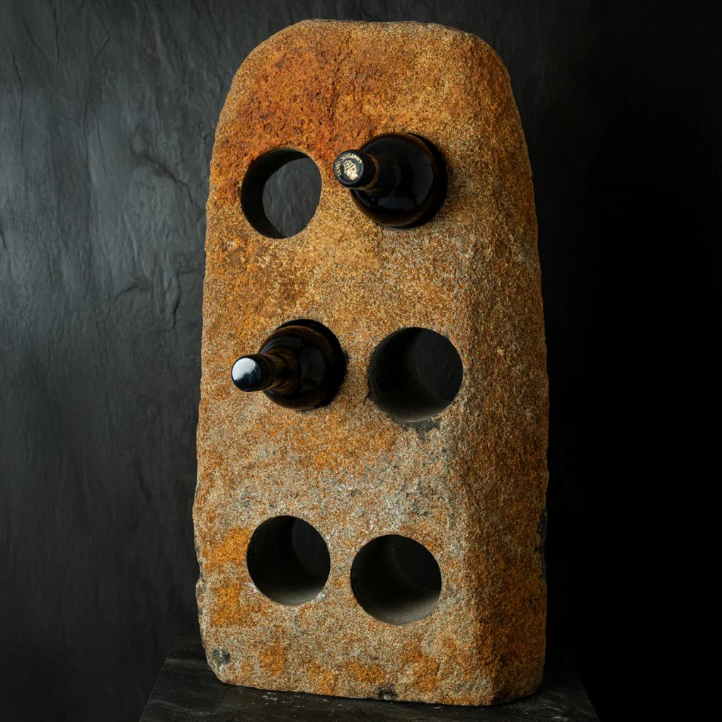 Granite Wine Rack – Rust Rock Bottle Holder for Home Bar