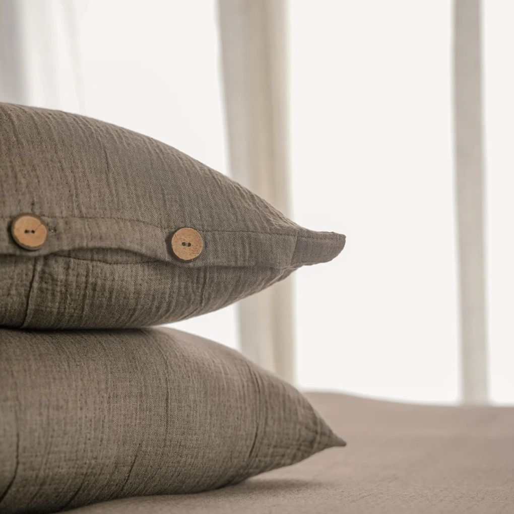Gauze Reversible Bedspread Set - Taupe