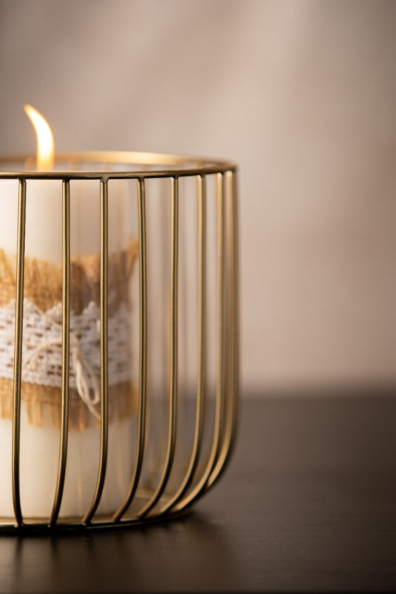 Gold Wire Hurricane Candle Holder