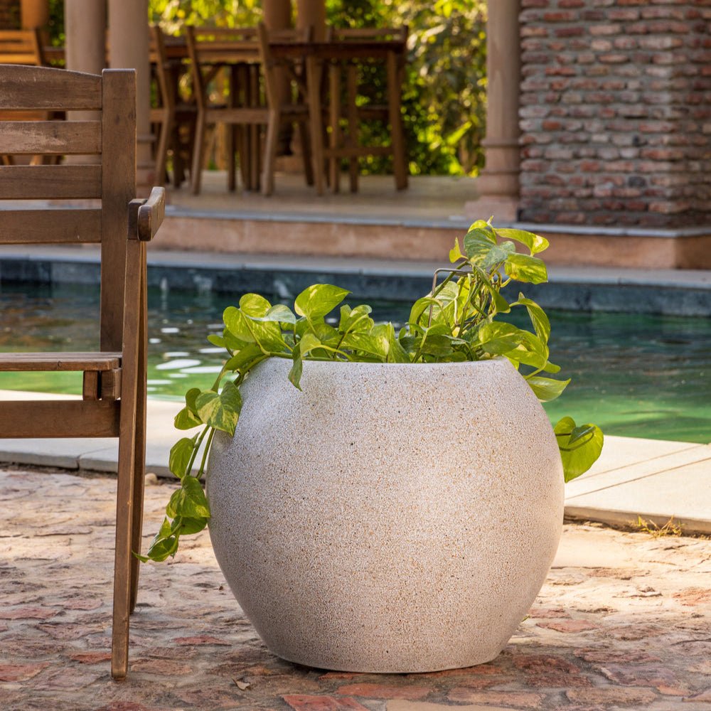 large light grey plant pots Theo Light Grey Planter