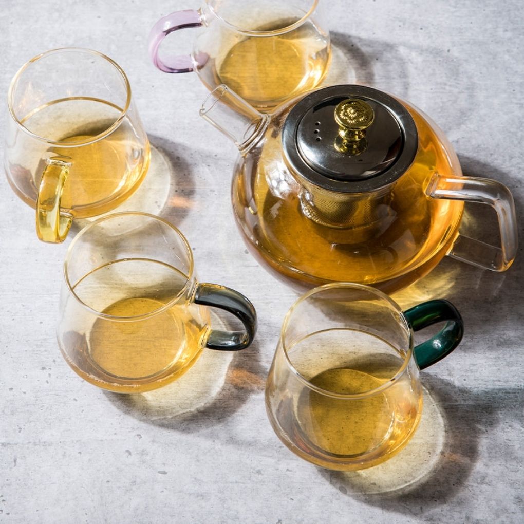 Clear teapot set hotsell