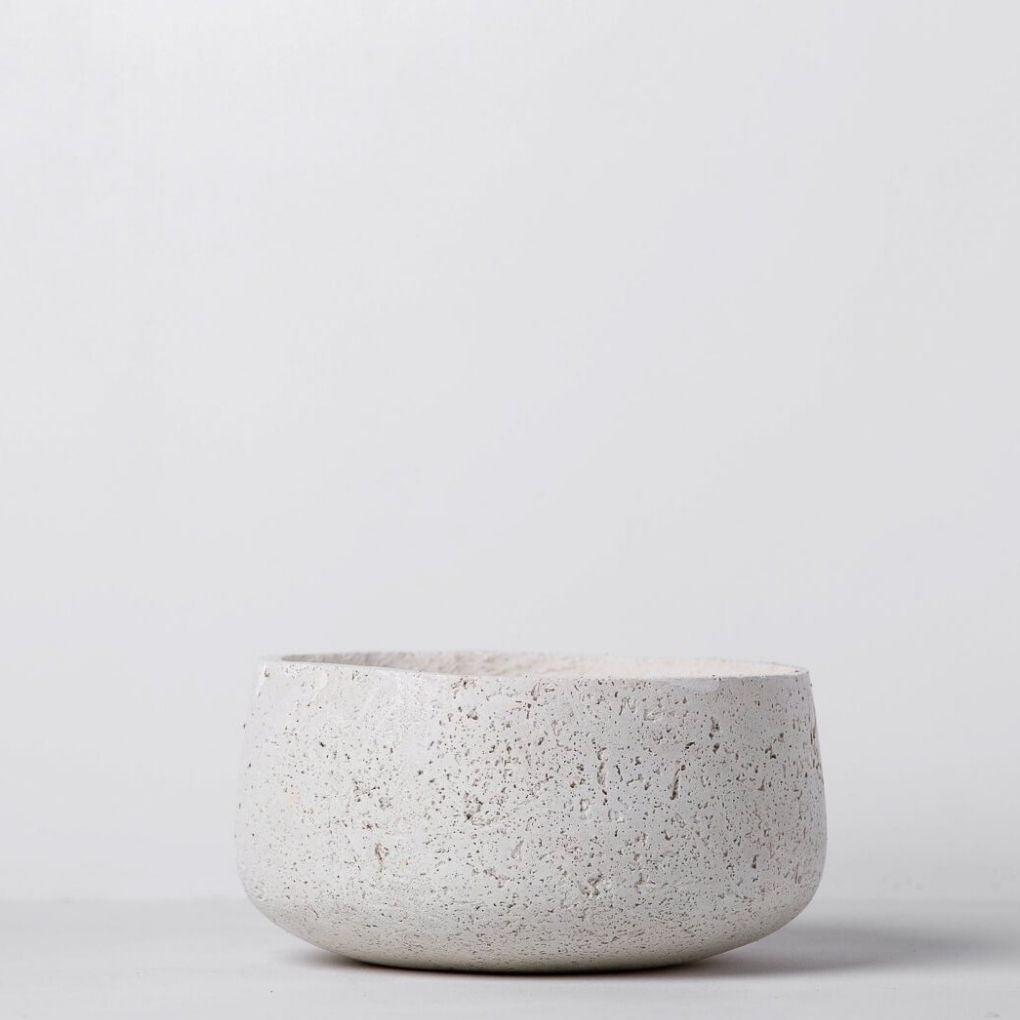Concrete Modern Vessel Planter - White