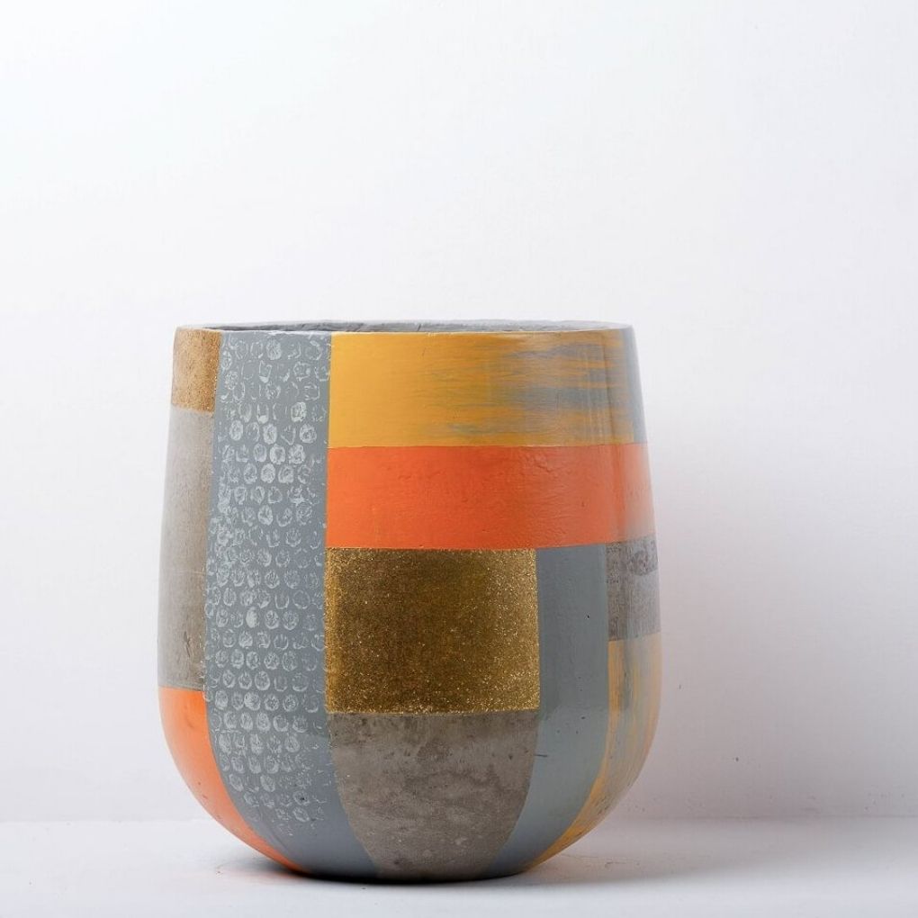 Medium Concrete Ovate Planter - Multi Colour