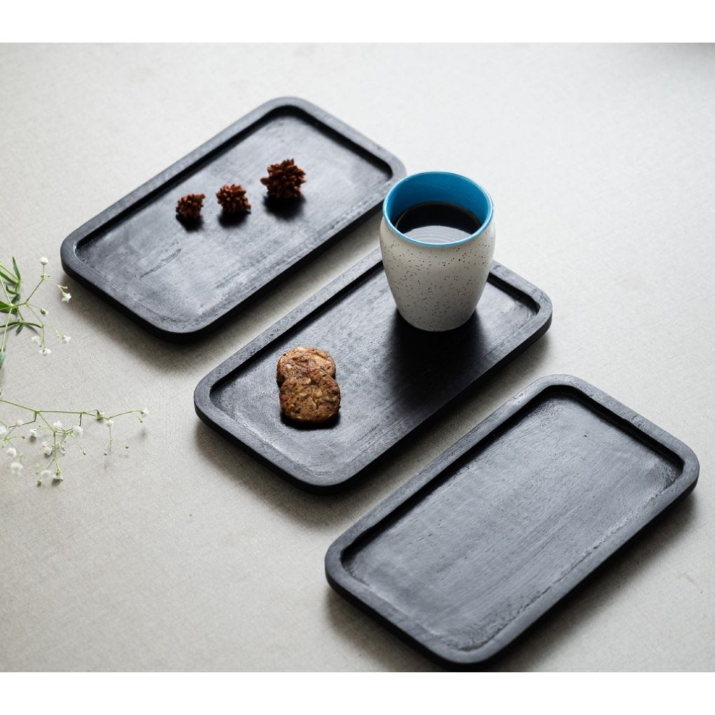 Mango Wood Coffee Tray (Set Of 3)