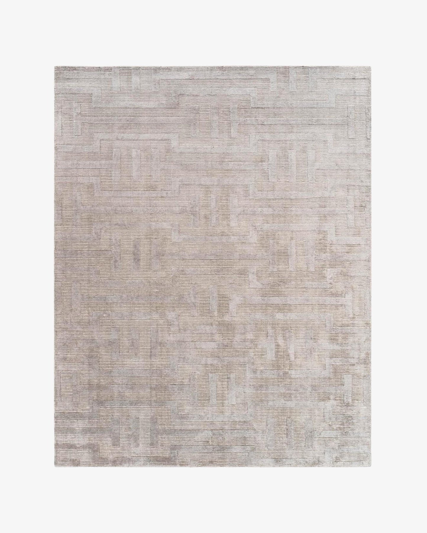 White Metal Wool & Silk Rug | Popyuli