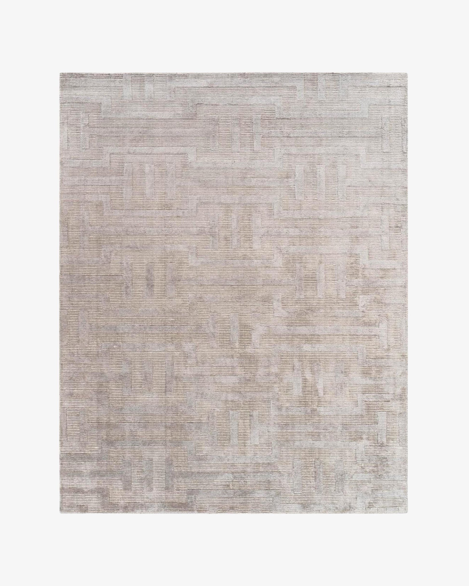 White Metal Wool & Silk Rug | Popyuli
