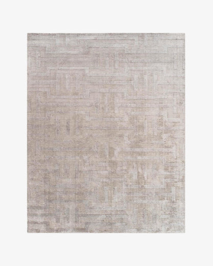 White Metal Wool & Silk Rug | Popyuli
