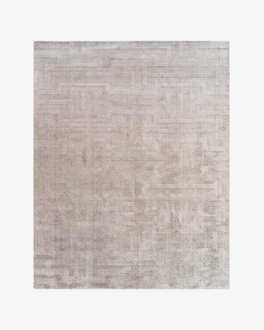 White Metal Wool & Silk Rug | Popyuli
