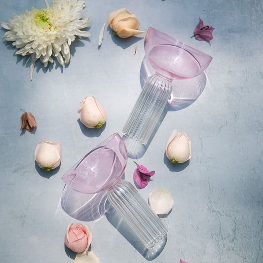 Rose Pink Cocktail Stem Glass Set | 6 In 1 Use | Colours Available