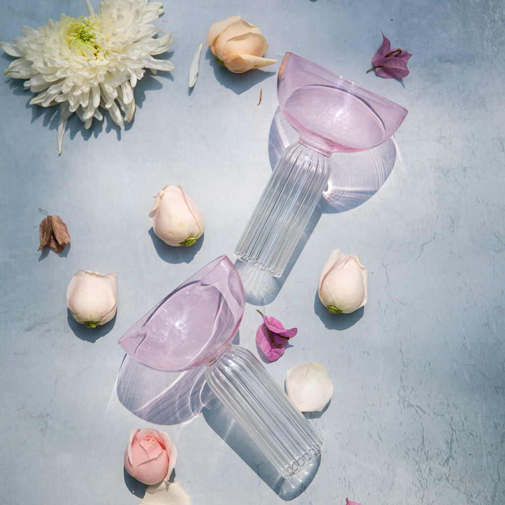 Rose Pink Cocktail Stem Glass Set | 6 In 1 Use | Colours Available
