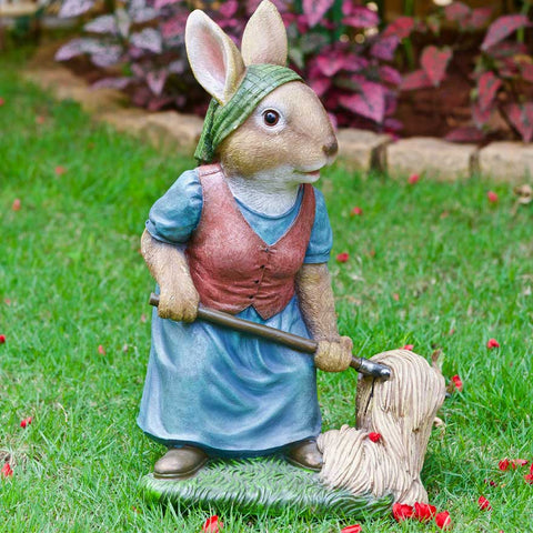 Ms Cleaning Rabbit Lady I Garden Decor