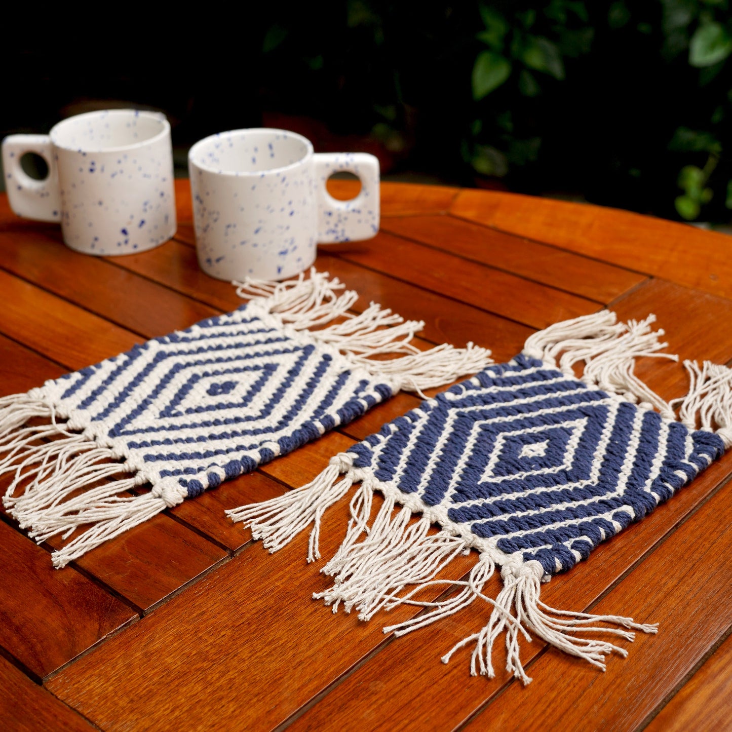Handwoven Mug Rugs | Set of 2 | Organic Cotton
