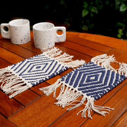 Handwoven Mug Rugs | Set of 2 | Organic Cotton