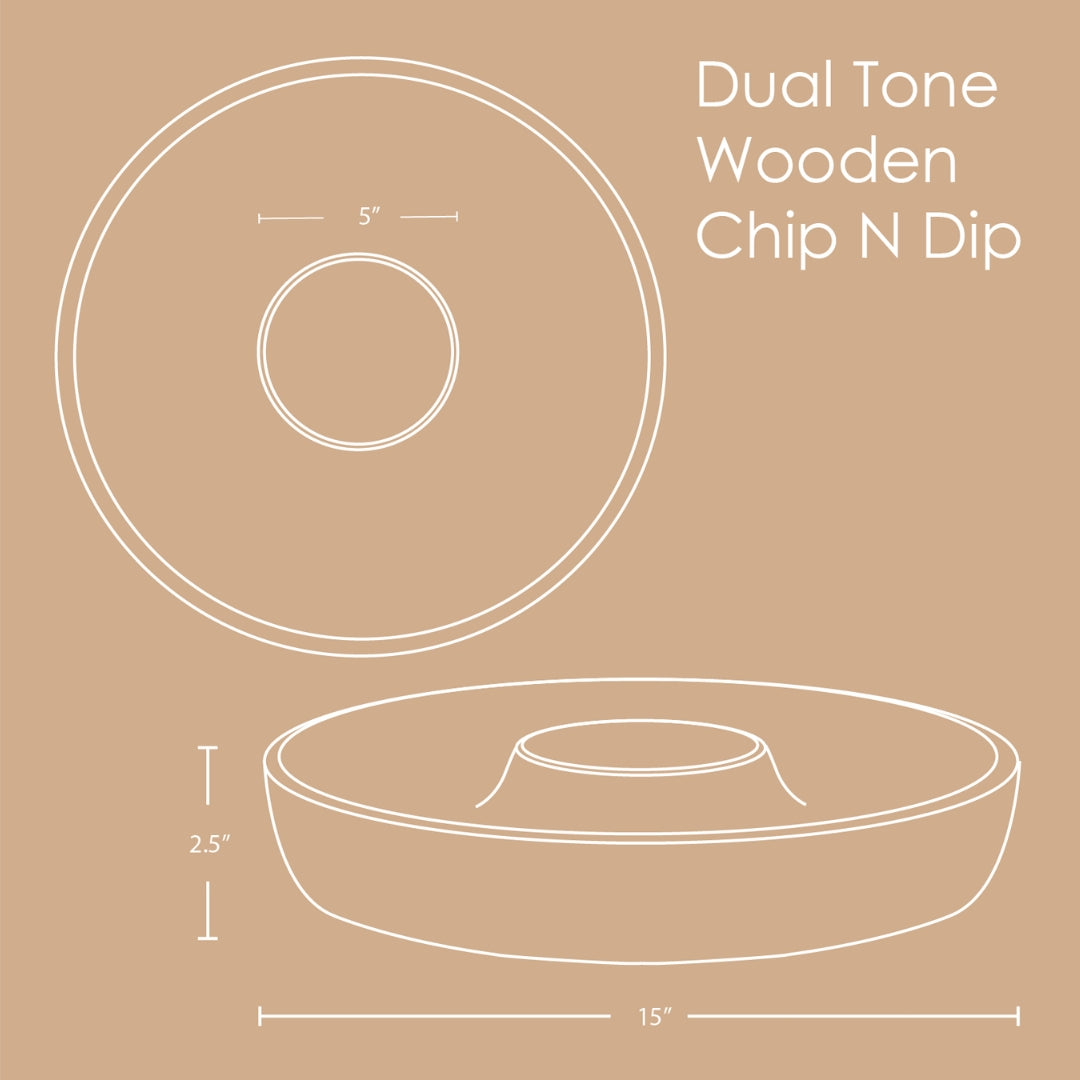 Dual Tone Wooden Chip & Dip | Mango Wood