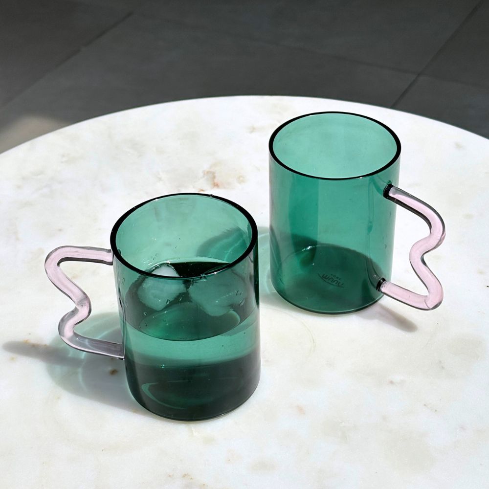 Swirl Glass Cups | Set of 2 | Borosilicate