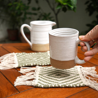 Handwoven Mug Rugs | Set of 2 | Organic Cotton