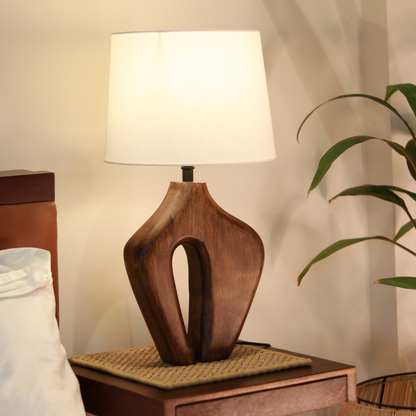 Artisanal Hand-Carved Mango Wood Lamp