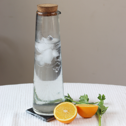 Glass Carafe with Cork Lid | Handblown India