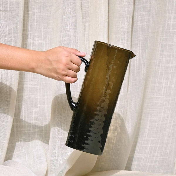 Brown Textured Glass Pitcher