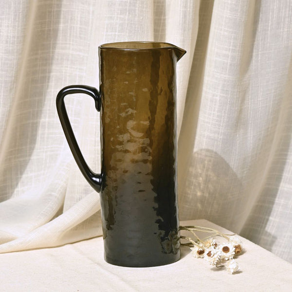 Brown Textured Glass Pitcher