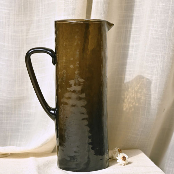 Brown Textured Glass Pitcher
