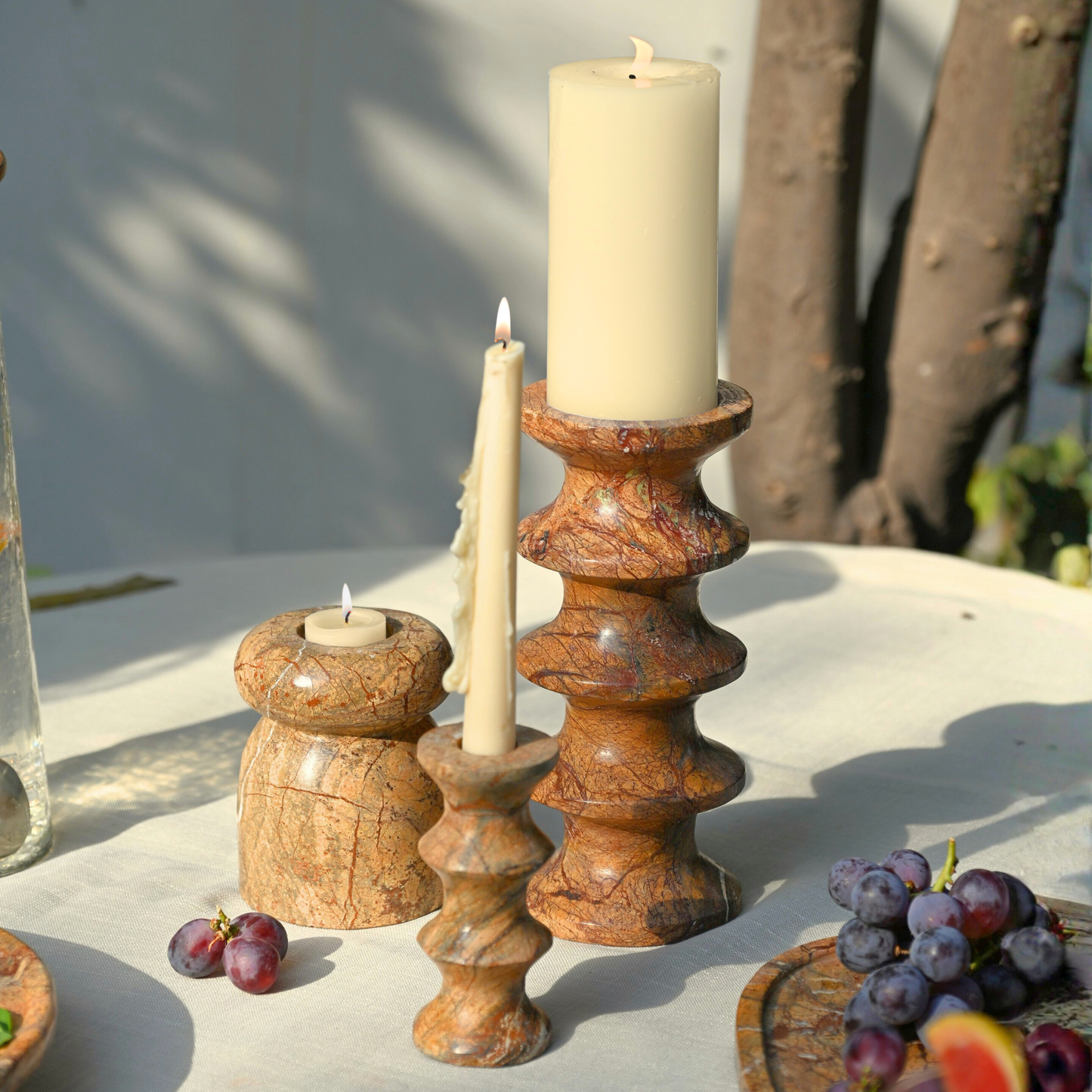 Astra Marble Tealight Holder | Rainforest Brown
