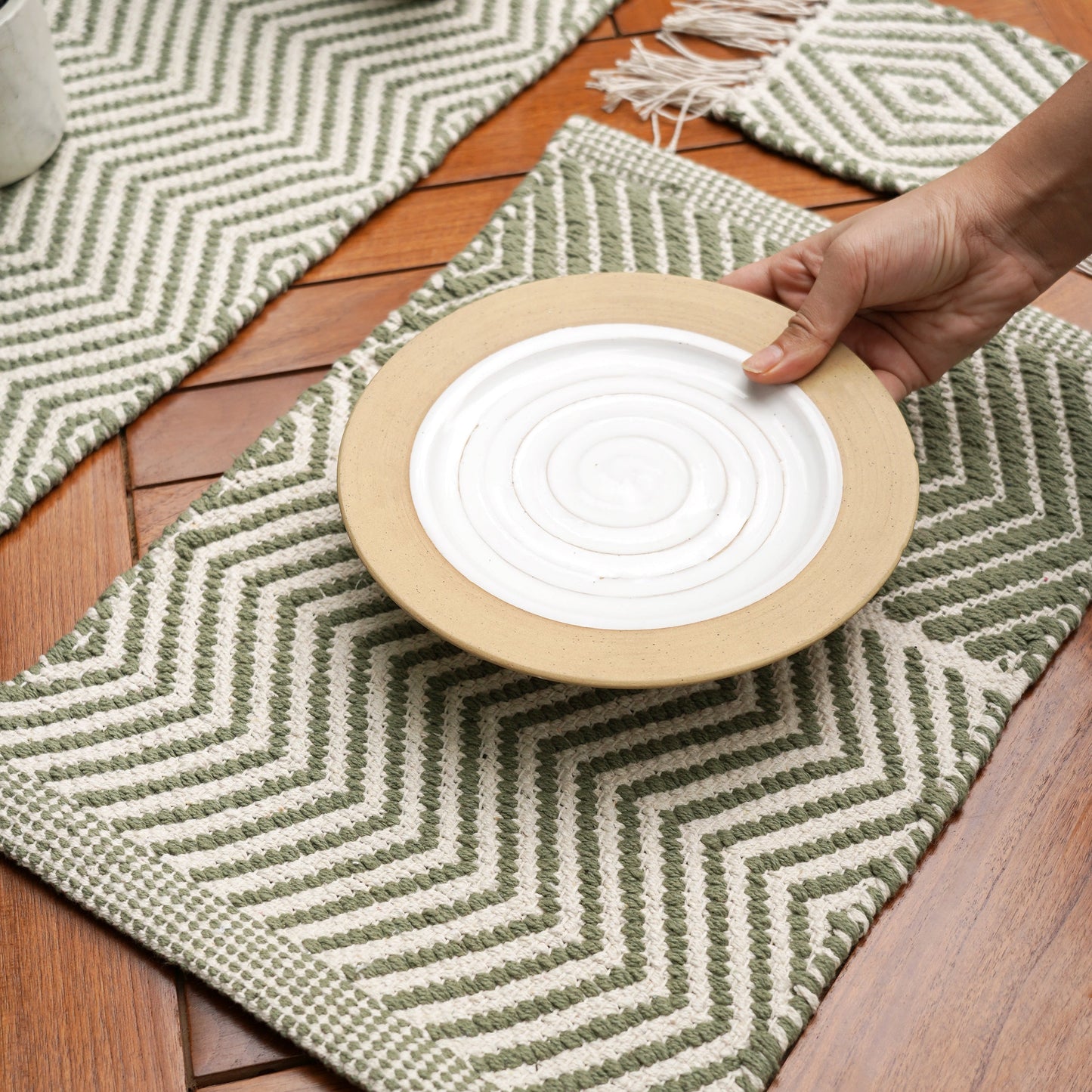 Handwoven Organic Cotton Table Mat | Reversible