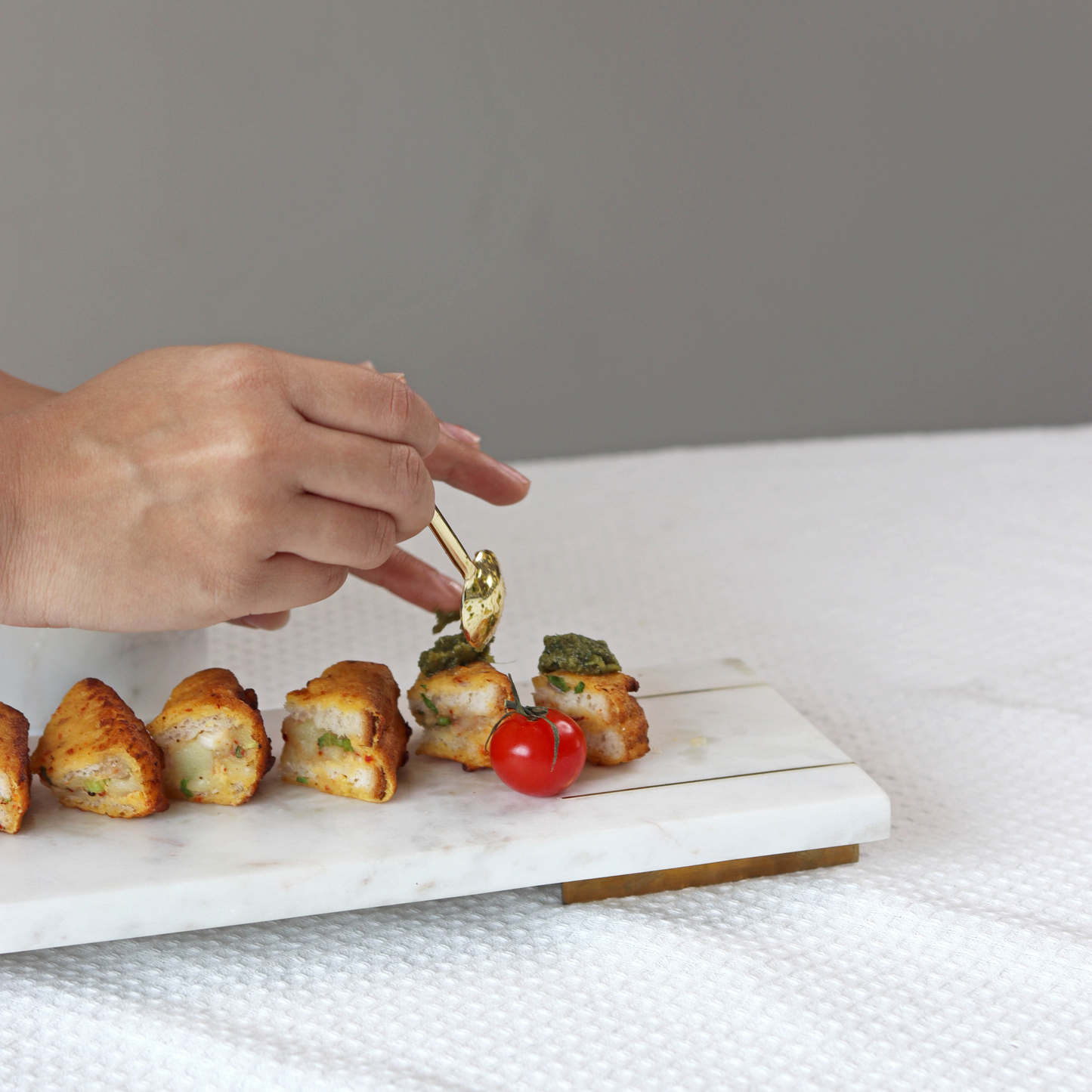 Marble Tray With Brass Feet | Black & White