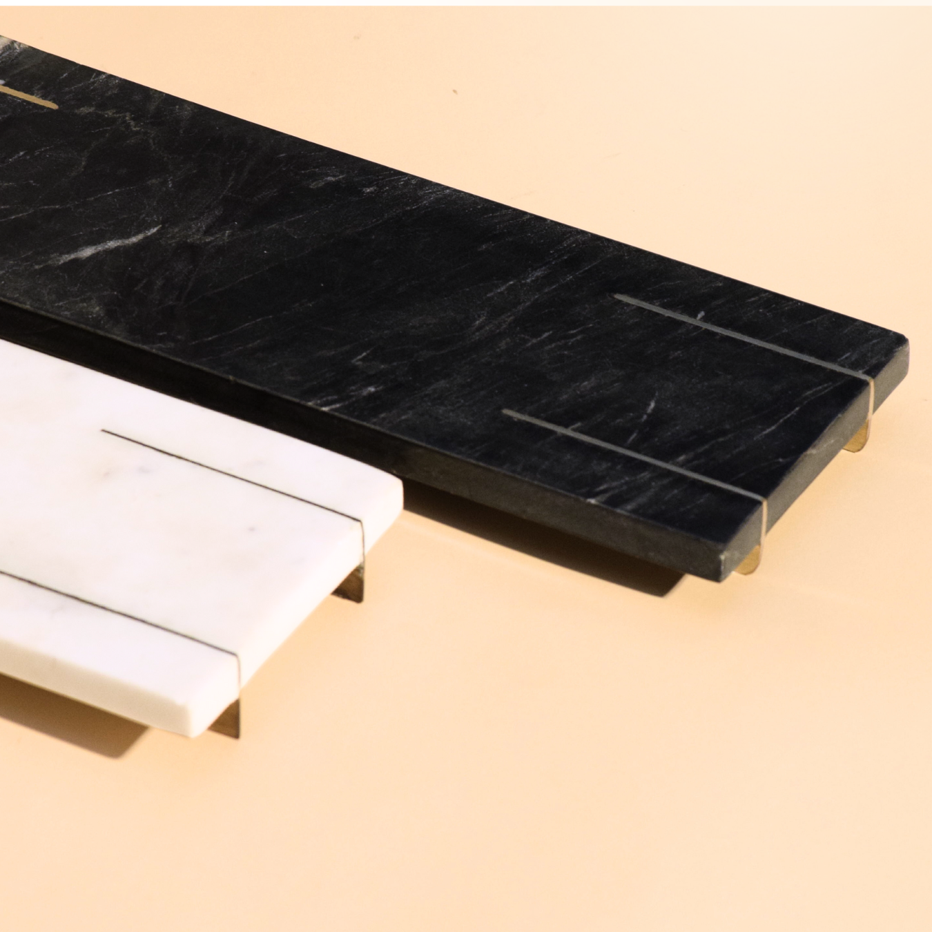 Marble Tray With Brass Feet | Black & White