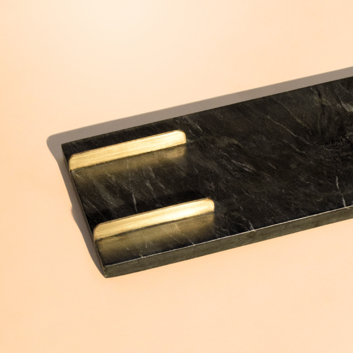 Marble Tray With Brass Feet | Black & White