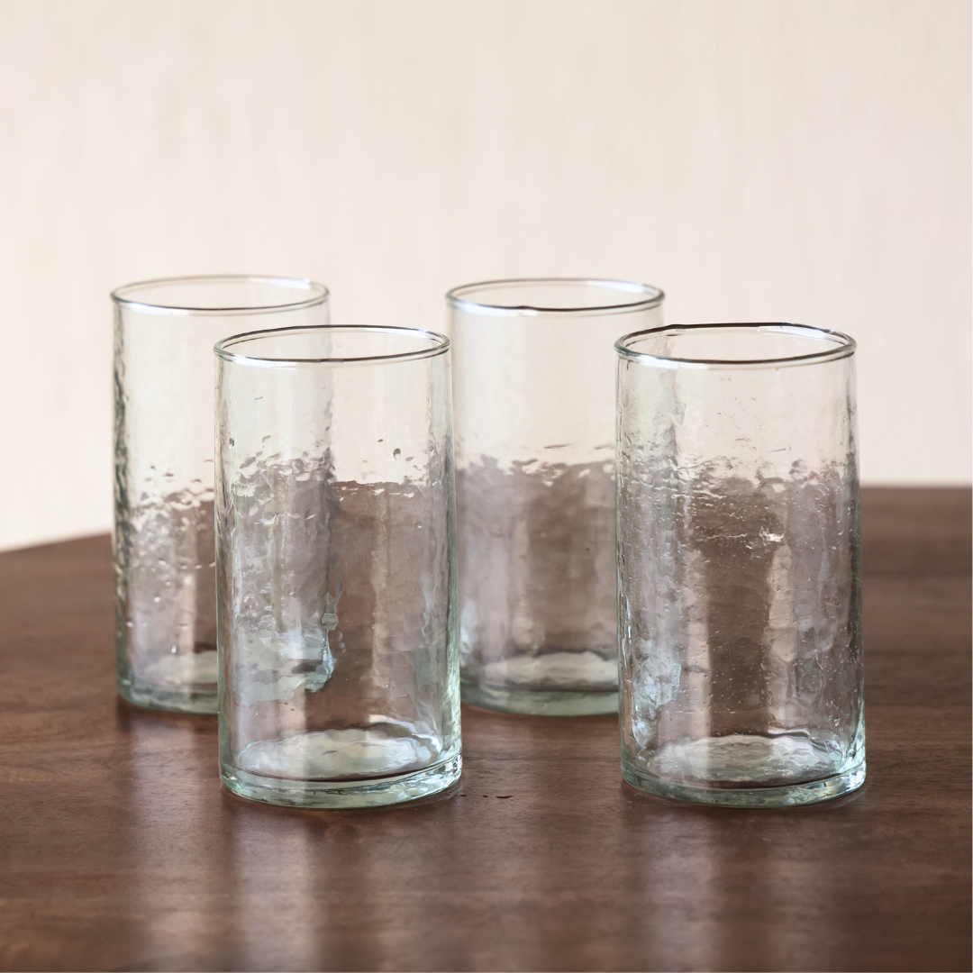 Hammered Glasses Set of 4 | Handblown