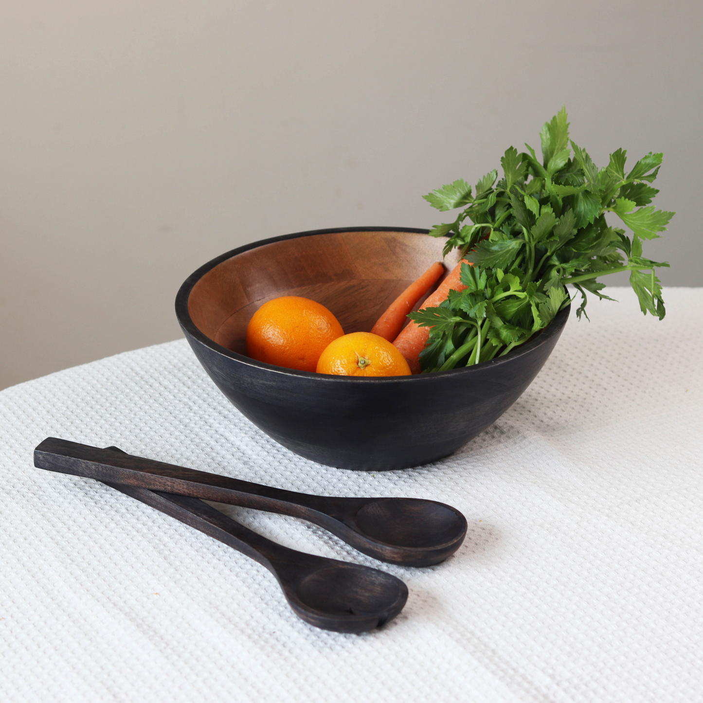 Dual Tone Acacia Wood Salad Bowl