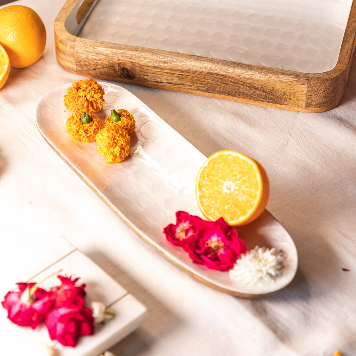 Enamel Snack Platter | Mango Wood