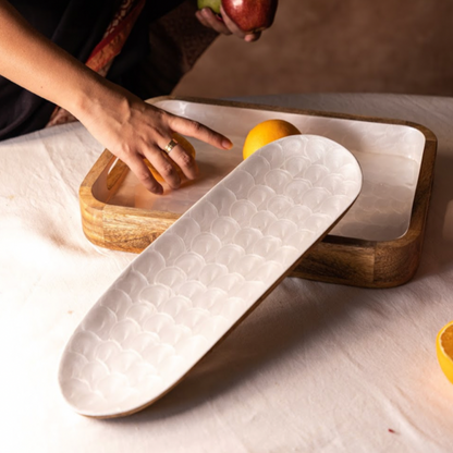 Enamel Snack Platter | Mango Wood