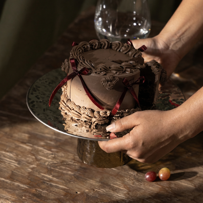 Cosmic Cake Stand | Hammered Stainless Steel