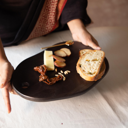 Black Wash Mango Wood Platter | Organic Form