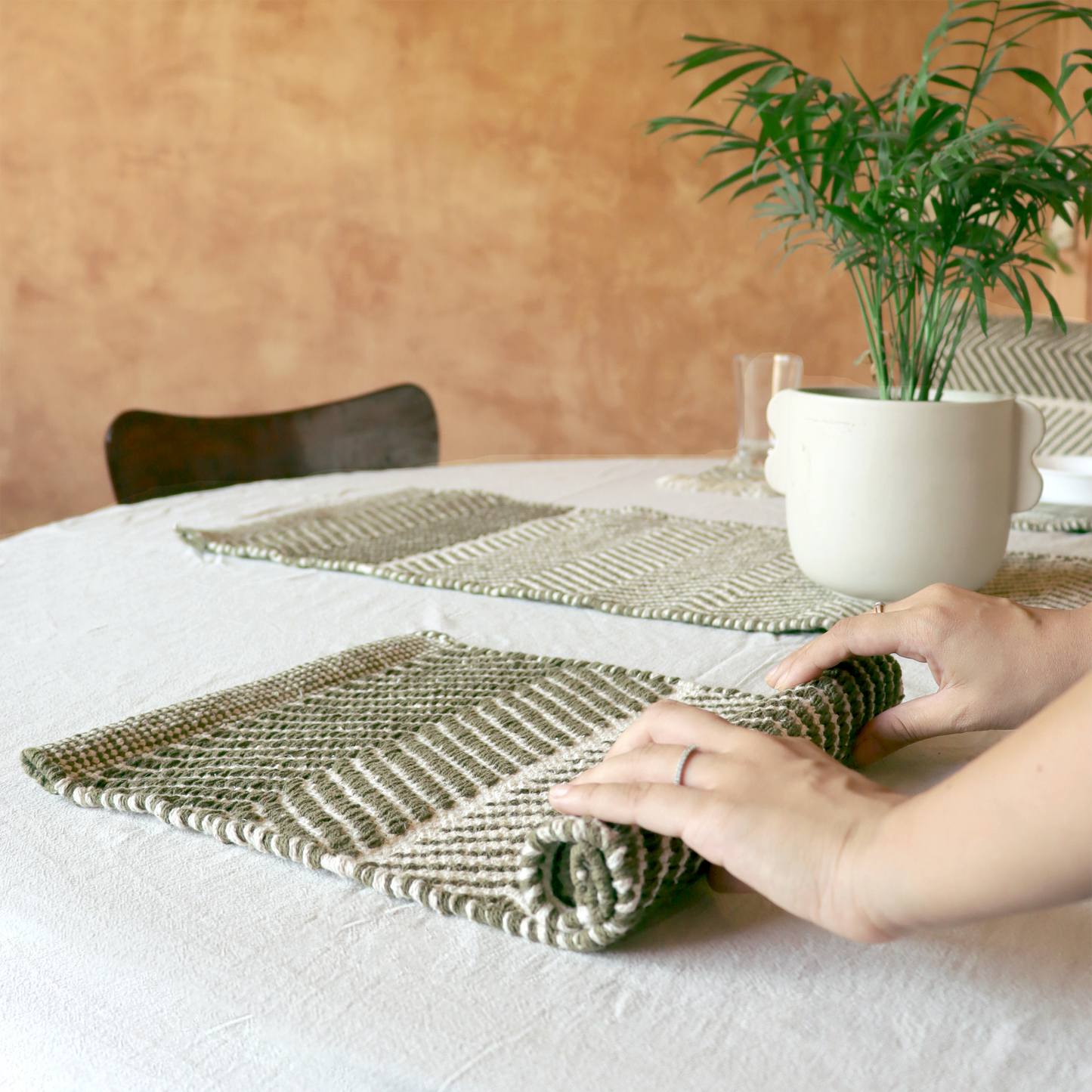 Handwoven Organic Cotton Table Mat | Reversible
