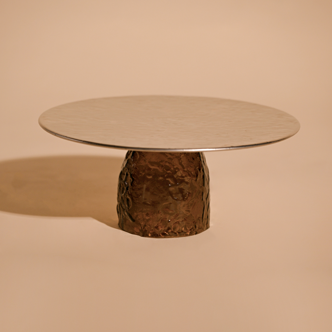 Cosmic Cake Stand | Hammered Stainless Steel