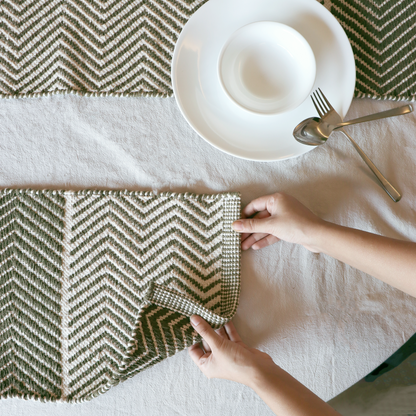 Handwoven Organic Cotton Table Mat | Reversible