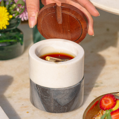 Stacked Marble Spread Jars | Set of 2 | With Lid