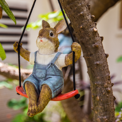 Rabbit on a Swing I Garden Decor